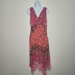 Rabbit Rabbit Rabbit pink orange grunge drop waist handkerchief dress size 14